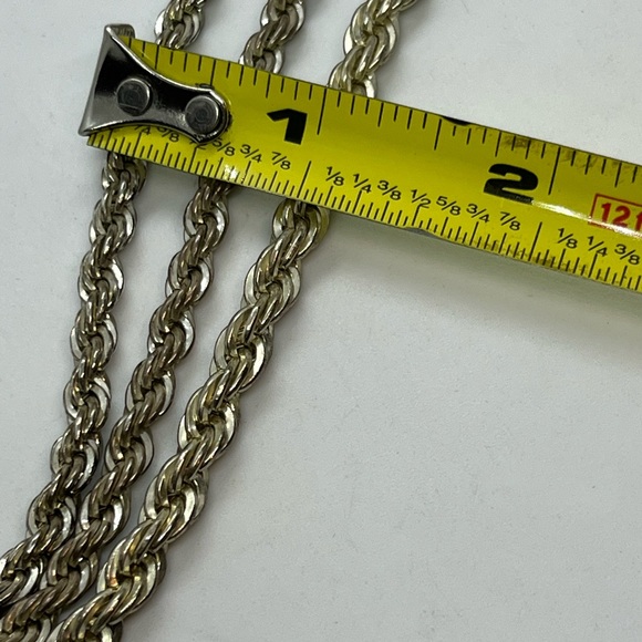 90 grams Vintage sterling silver thick rope chain long necklace & bracelet set - Picture 8 of 16